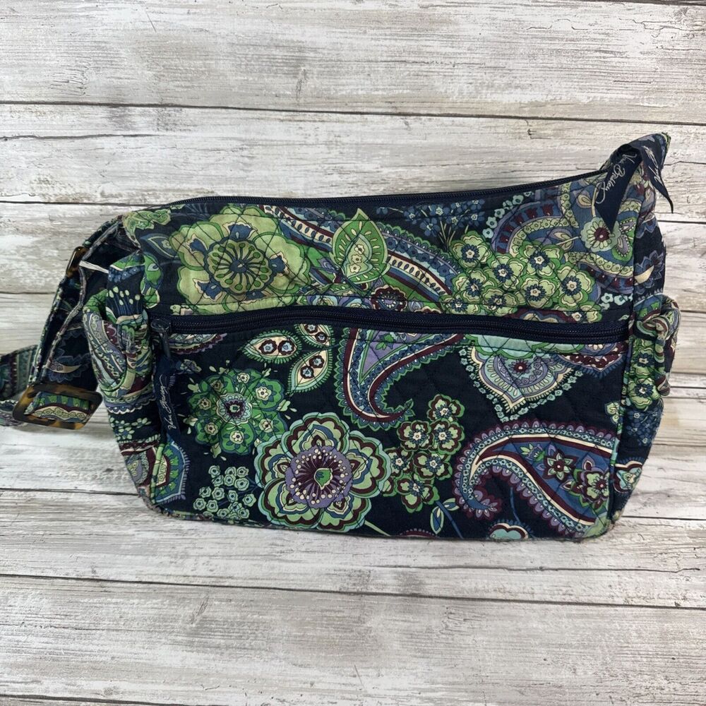 VERA BRADLEY Quilted Blue/green Print Shoulder Tote/Bag Some‎ Signs Of Wear